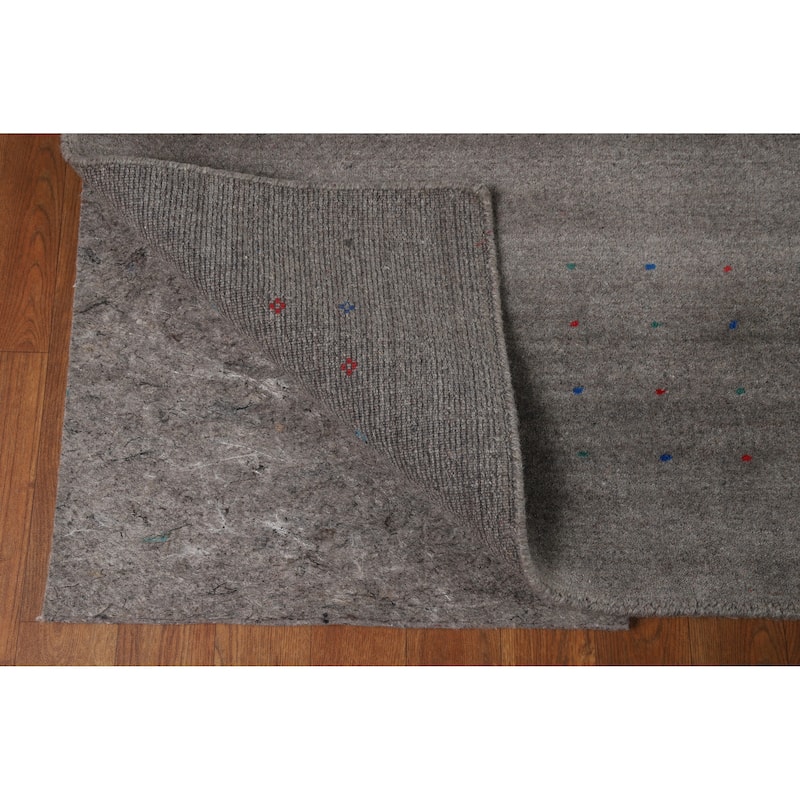 Gray Gabbeh Indian Area Rug Hand-Knotted Tribal Wool Carpet - 8'3" x 10'1"