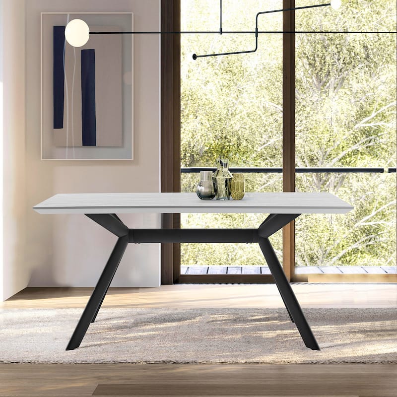 Margot 63" Light or Dark Gray Dining Table with Trestle Base - Light Grey