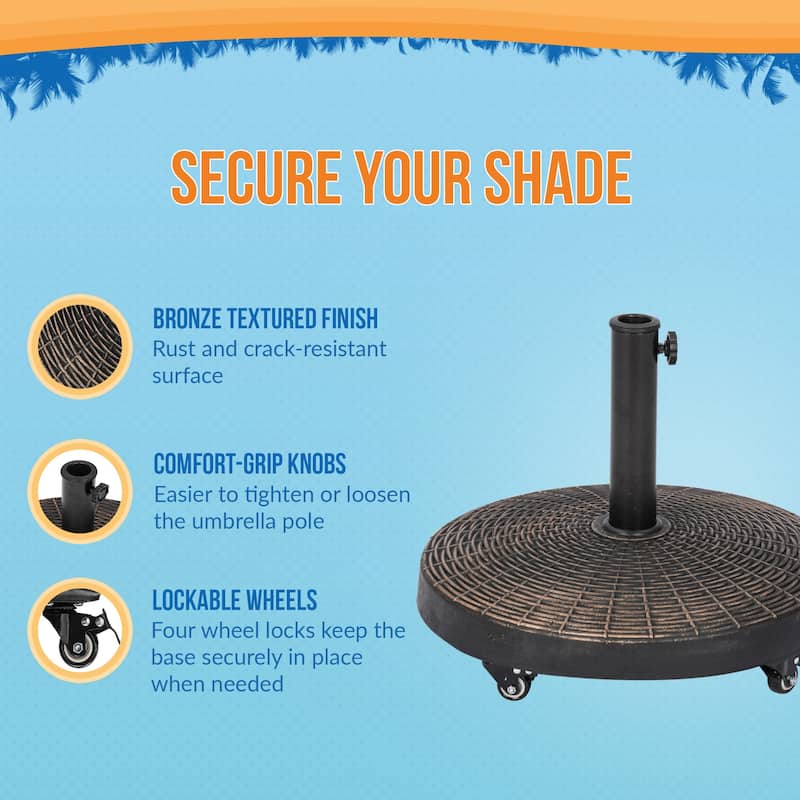 Island Umbrella 50-lb All-Weather Outdoor Round Resin Umbrella Base with Wheels