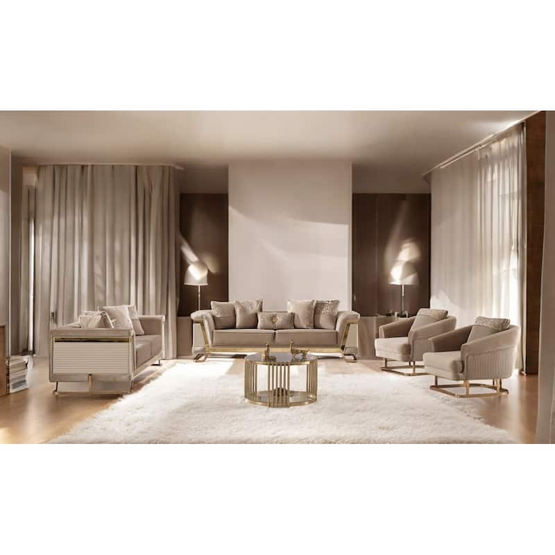 PowerPulse 4 Pieces Living Room Sets 2 Sofa 2 Chair - Cream