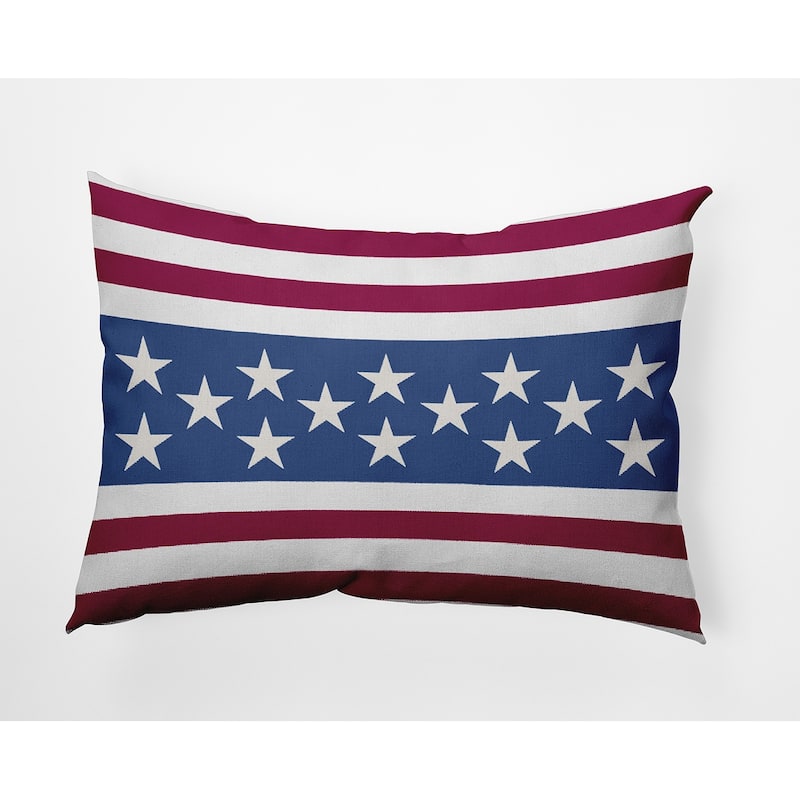 July 4th Stars and Bars Indoor/Outdoor Throw Pillow - 14" x 20" - Nautical Navy