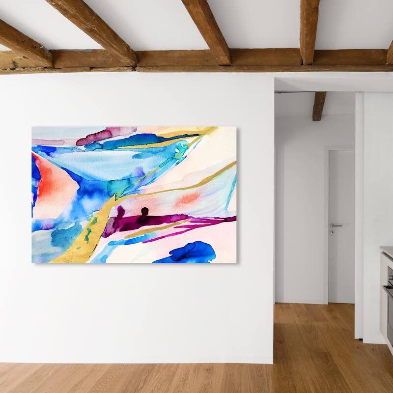 Wynwood Studio Canvas Abstract Flowing Shades Blue and Modern & Contemporary Wall Art Canvas Print - 30 x 45