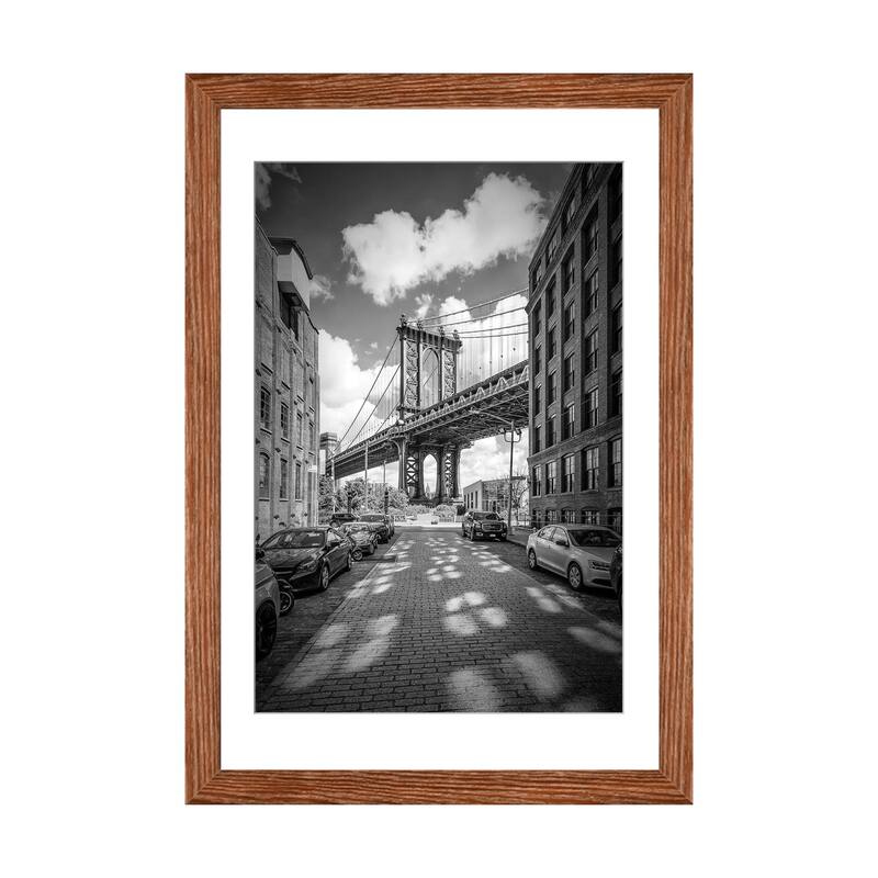 iCanvas "New York City Manhattan Bridge" by Melanie Viola PFA - Walnut - 24x16x1