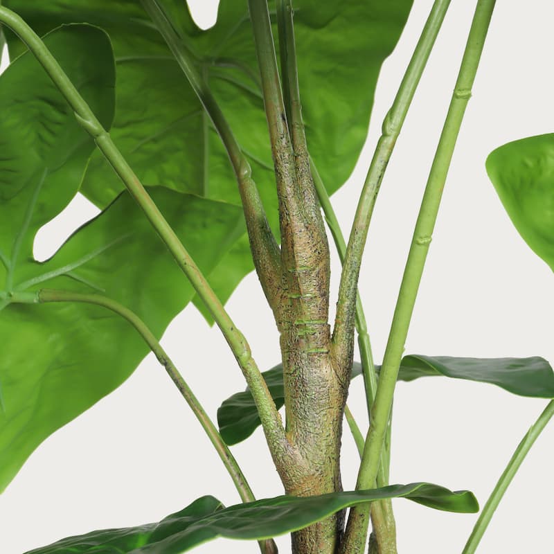 30" Artificial Tropical Alocasia Leaf Plant With White Pot 2pc/set