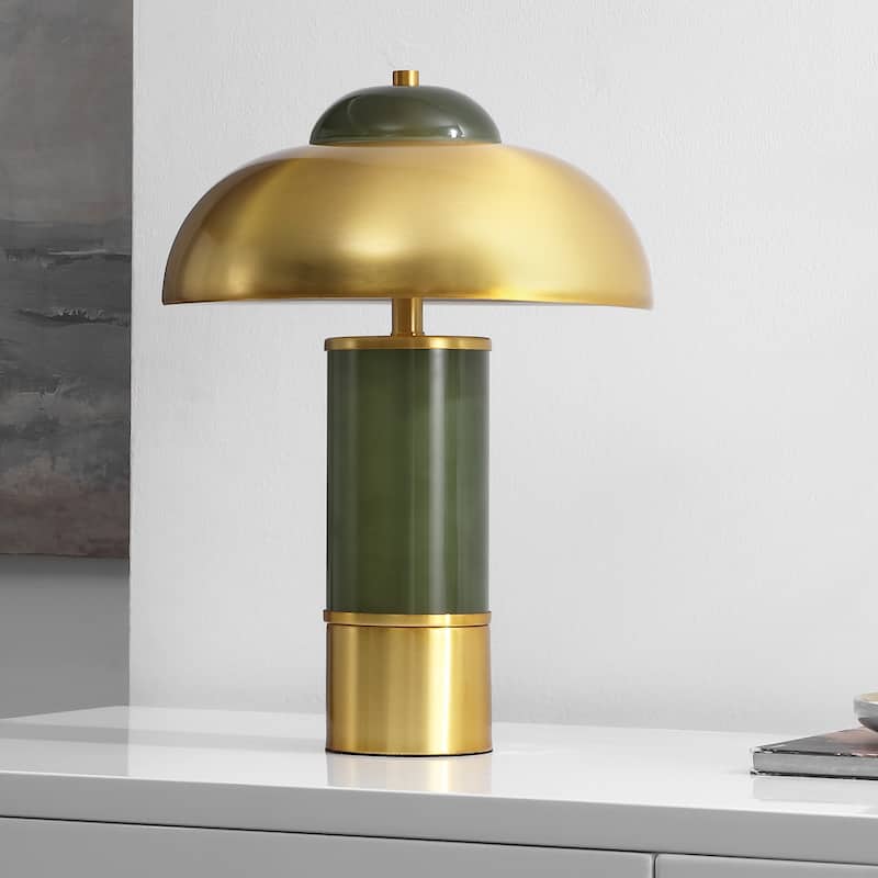 SAFAVIEH Drea 16-inch Mushroom Glass & Metal Table Lamp (LED Bulb Included) - 12"W x 12"D x 16"H