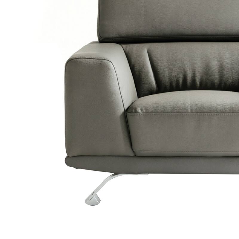 Reno Brooke Accent Chair, Dark Gray Faux Leather, Adjustable Headrest