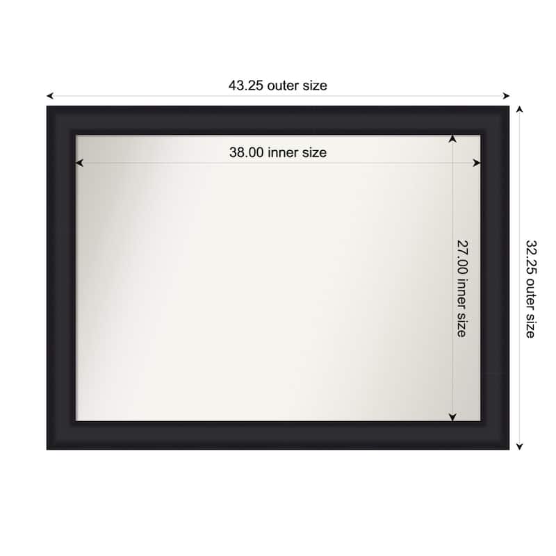 Oliver Non-Beveled Wood Framed Bathroom Vanity Wall Mirror - 43 x 32 in - Oliver Black