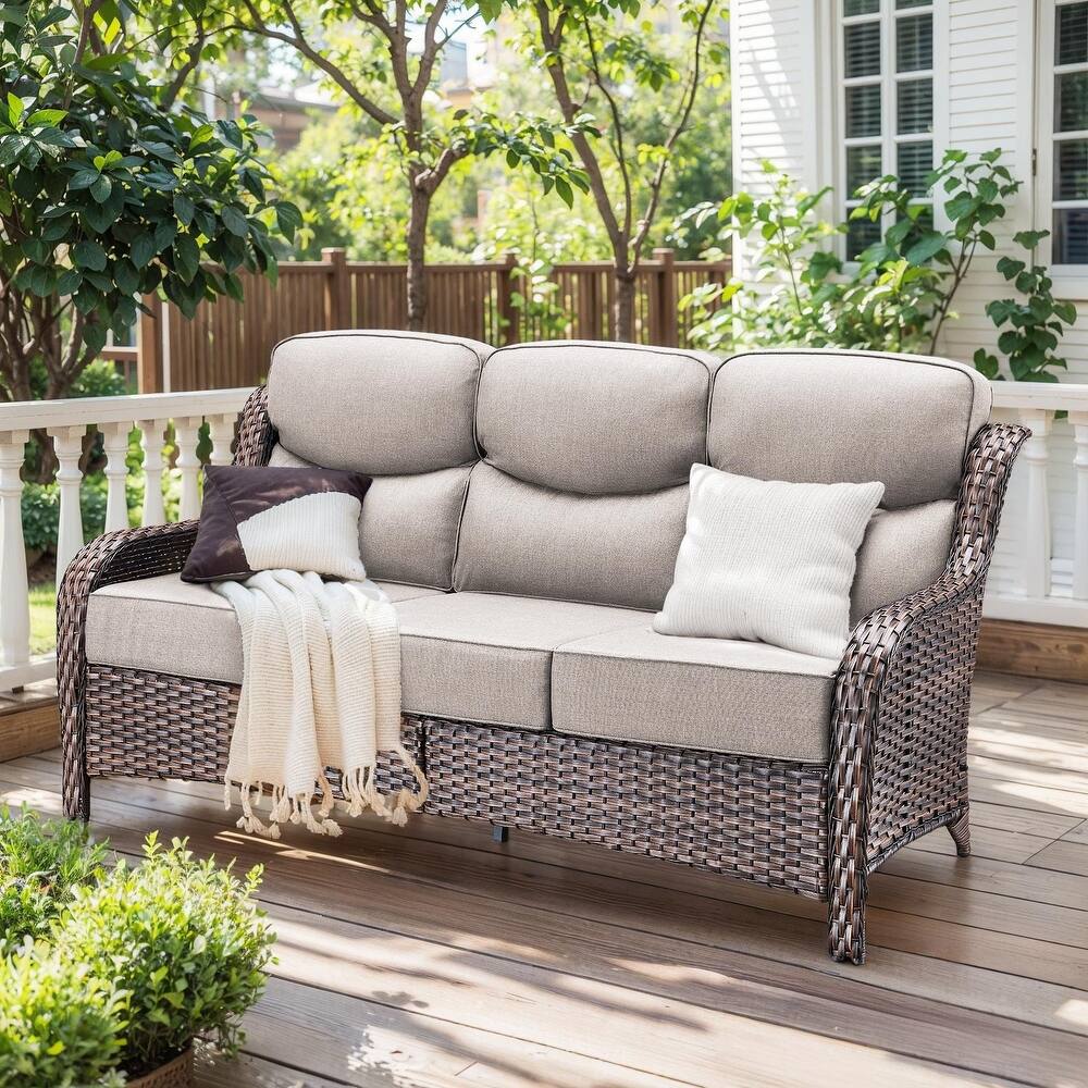 Outdoor Wicker Sofa PE Rattan Patio Couch Sofa