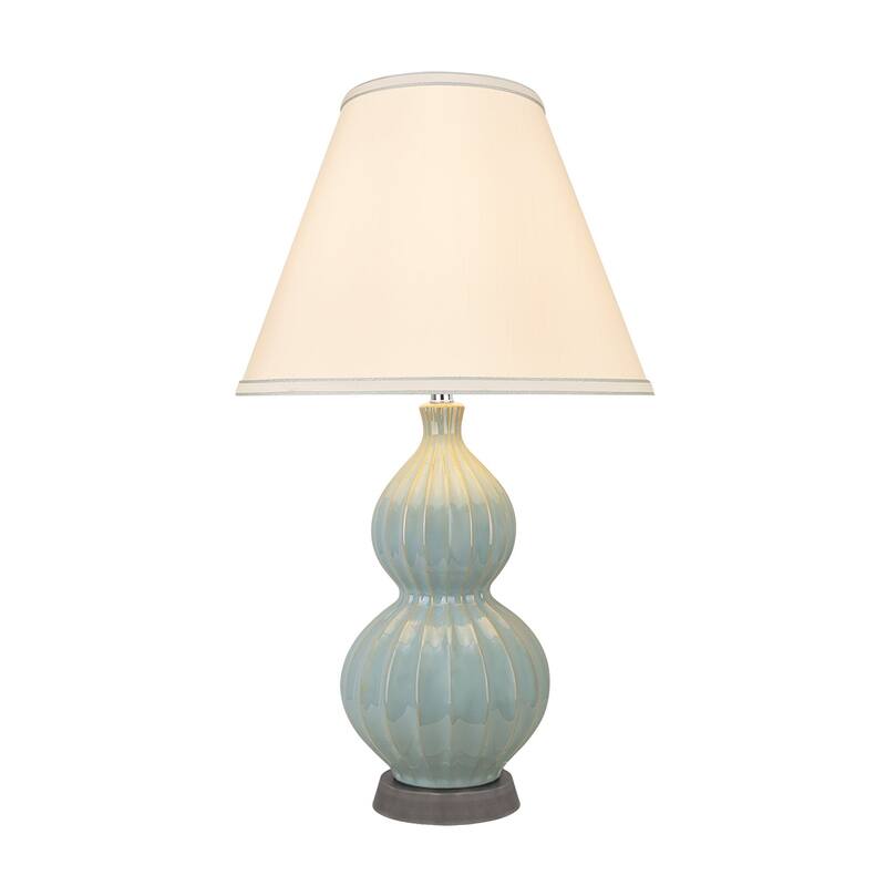 Aspen Creative 25" High Ceramic Table Lamp, Light Blue and Hardback Empire Shaped Lamp Shade White, 14" Wide
