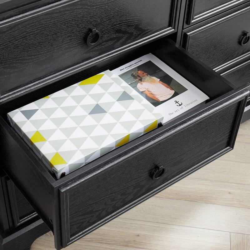 Farmhouse 6 Drawer Dresser Chests for Bedroom, Wooden Bedroom Dresser Chest of Drawers