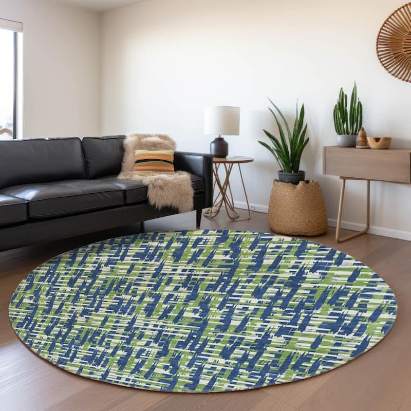 Premium Washable Super Soft Abstract Weave Mayfield Rug - Navy - 8' x 8'