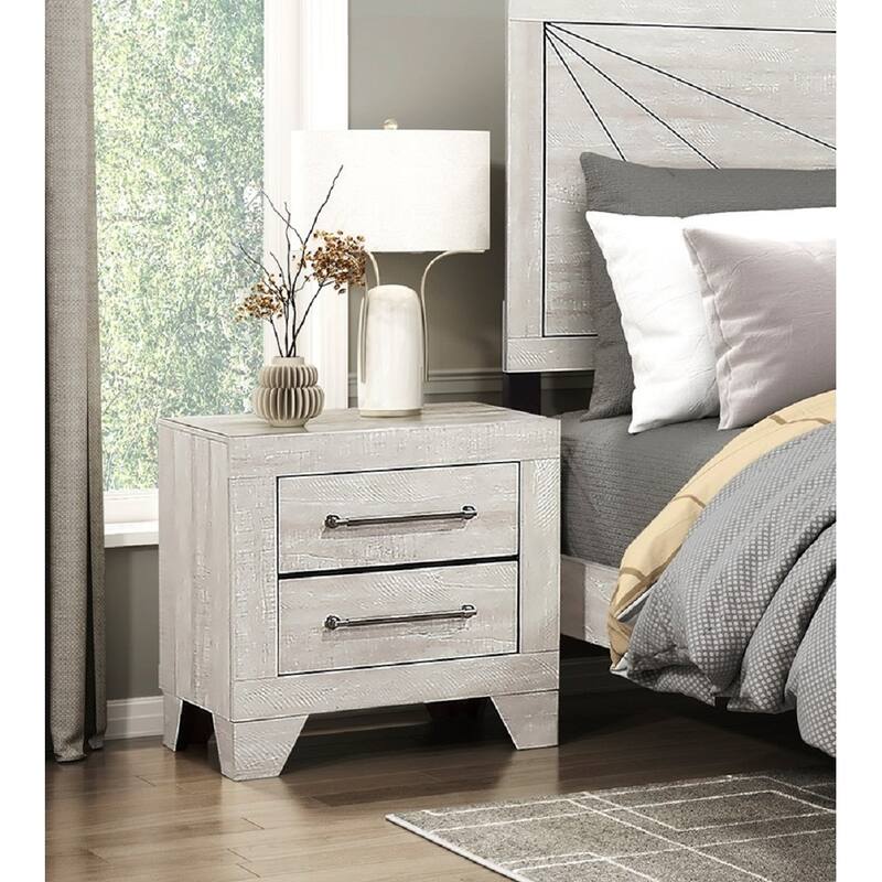 Gray Oak Nightstand with Two Dovetail Drawers - Oak