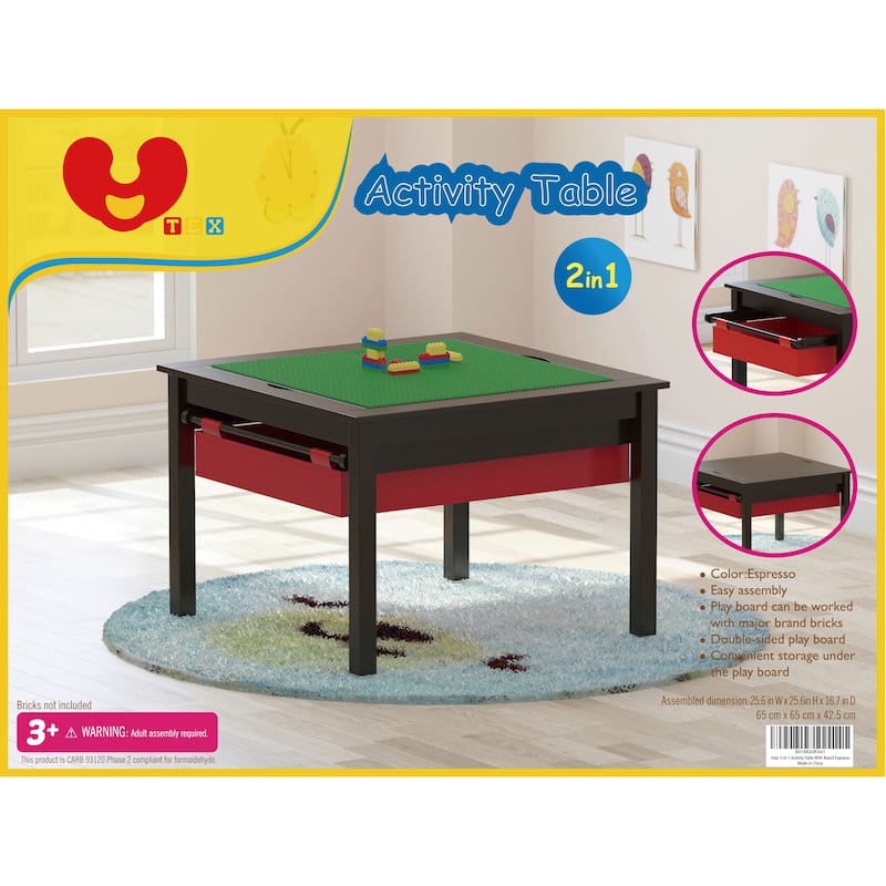 UTEX-2 in 1 Kids Activity Lego Table with Storage and Drawes
