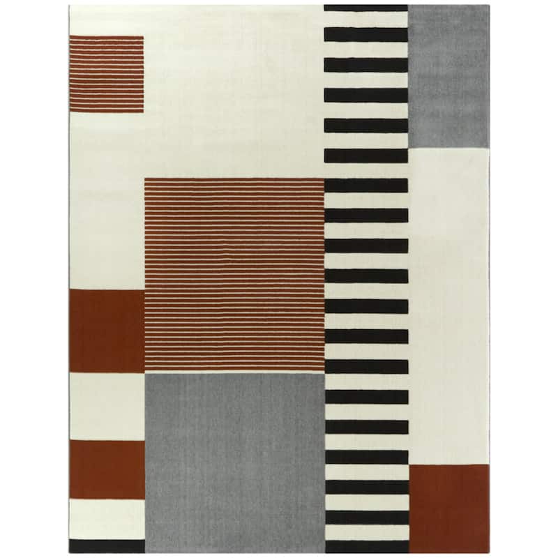 Bailey Mid-century Modern Striped Color Block Low-pile Area Rug