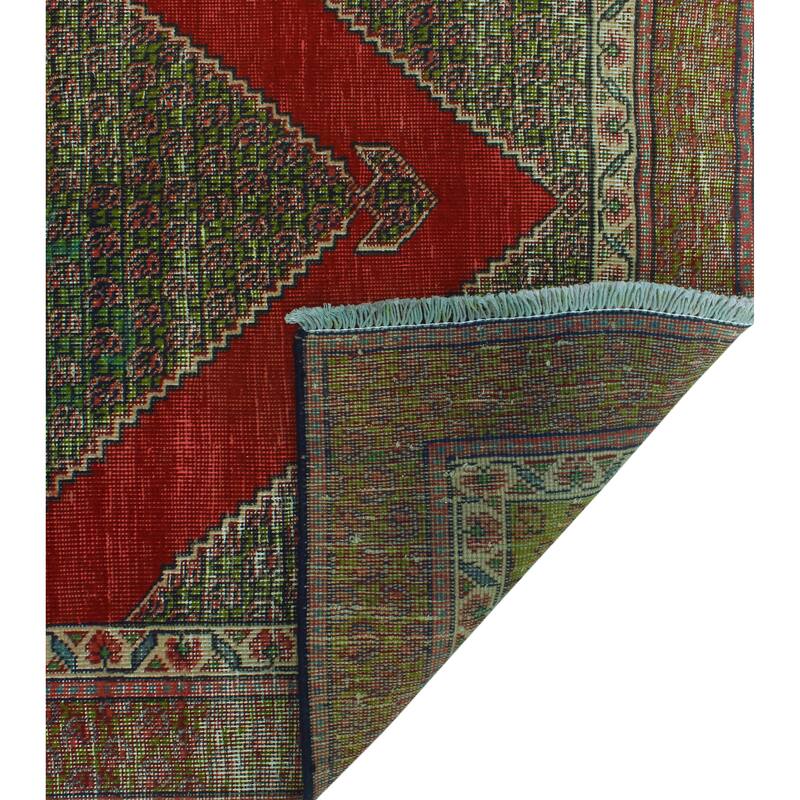 Semi Antique Lucien Red/Green Rug - 4'1" x 5'11"