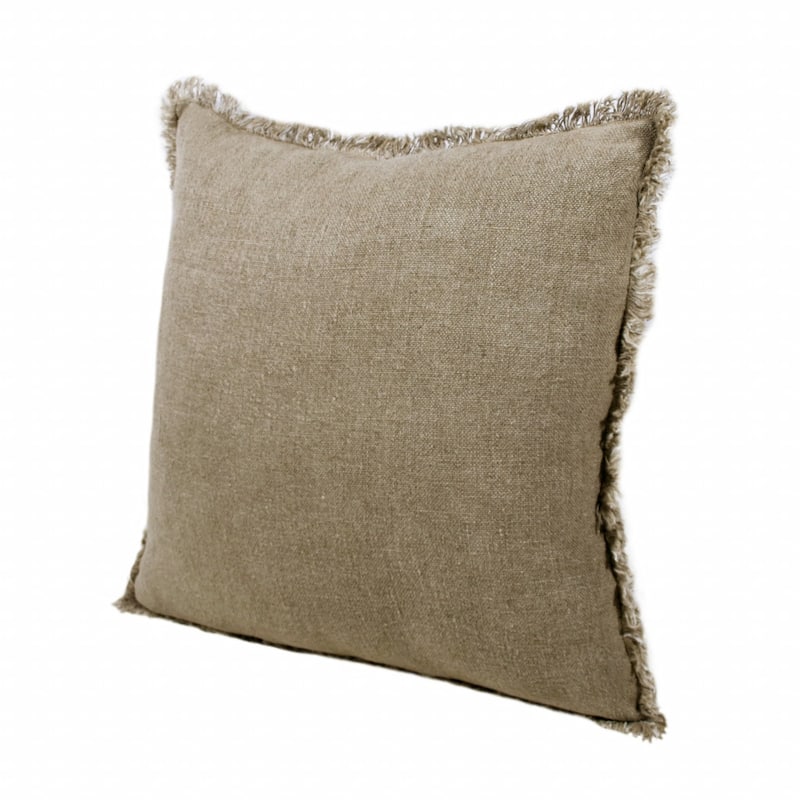 HomeRoots 20" X 20" Tan And Ivory Linen Zippered Pillow