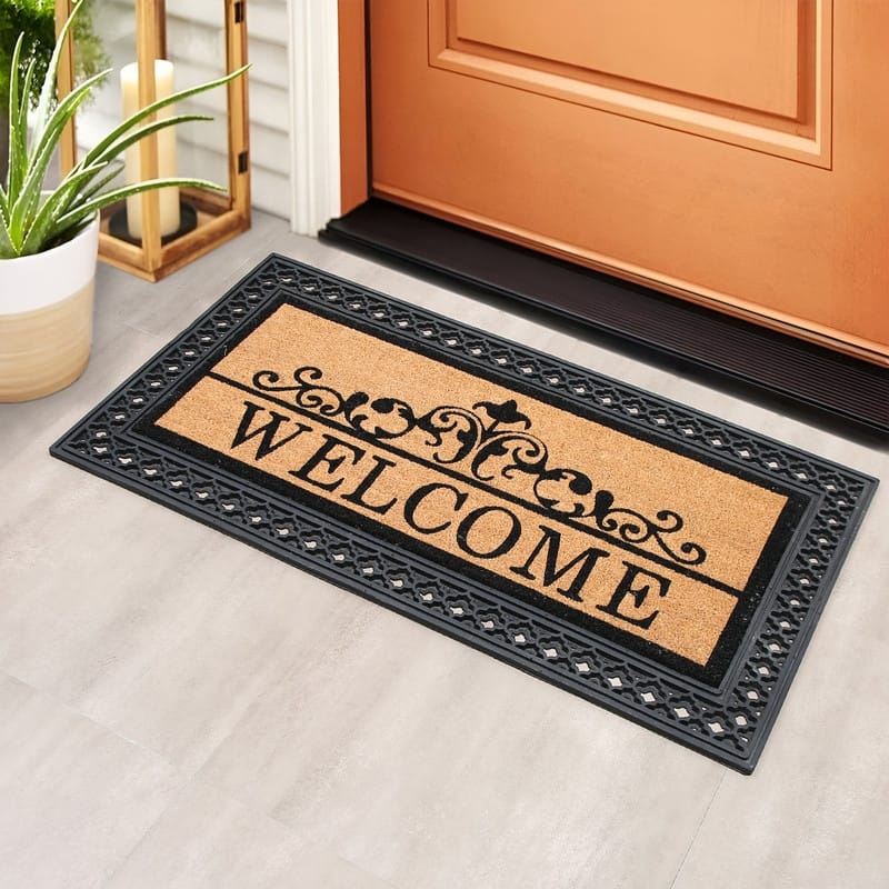 Chesapeake Coir Rubber Natural Black Non-Slip Doormat (22" x 47")