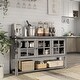 preview thumbnail 17 of 29, Furniture of America Wins Modern Farmhouse 5-shelf Buffet Table Vintage Grey Oak