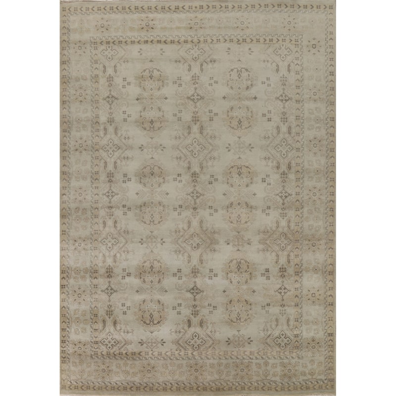 Oushak Area Rug Hand-Knotted Oriental Wool Carpet - 8'11"x 12'0"