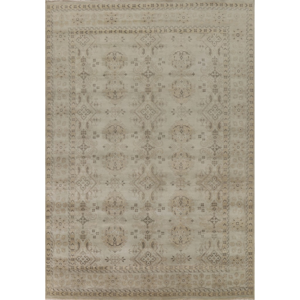 Oushak Area Rug Hand-Knotted Oriental Wool Carpet - 8'11"x 12'0"