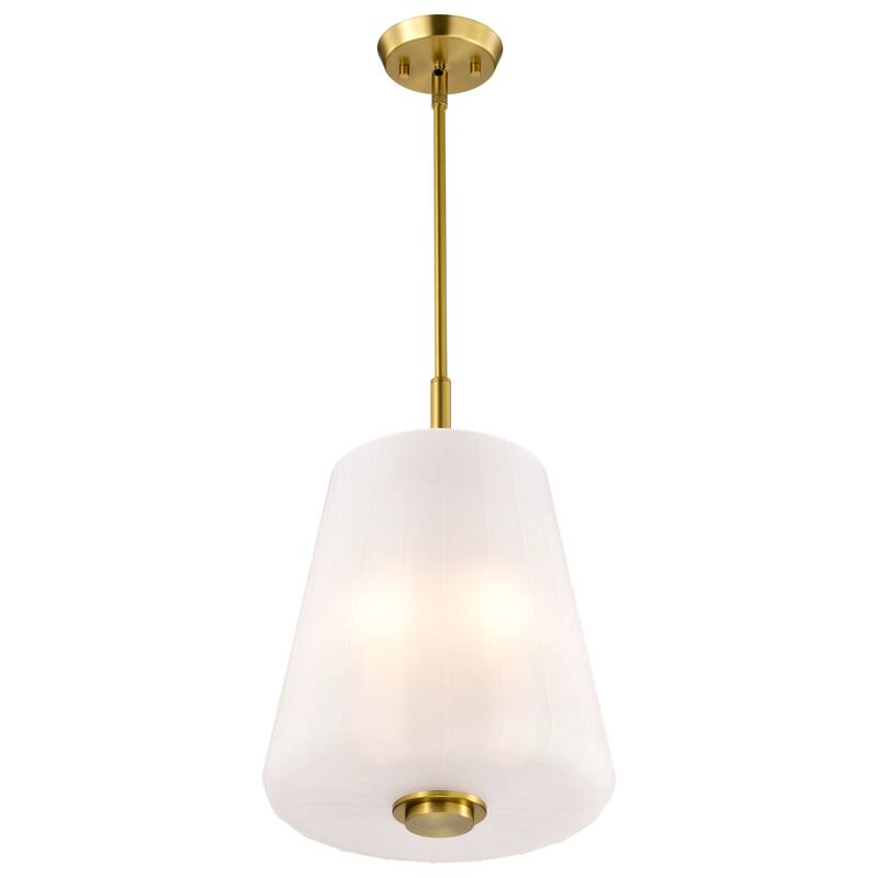 Lune 3 Light Pendant Vintage Brass Finish Etched White Glass - Vintage Brass