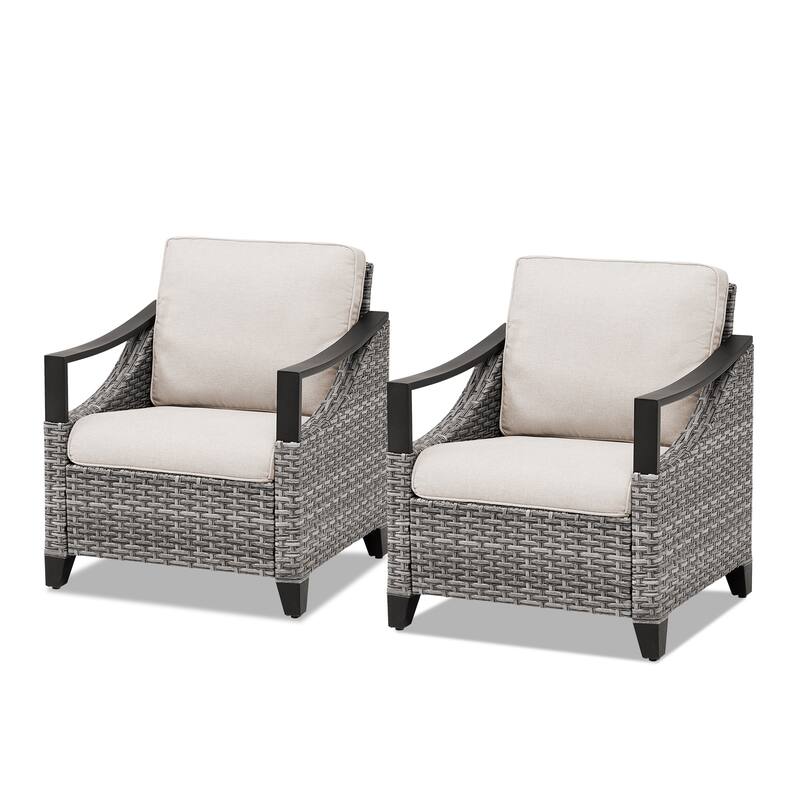 Pocassy Outdoor Sofa Swivel Patio Chair Table with Ottoman Set