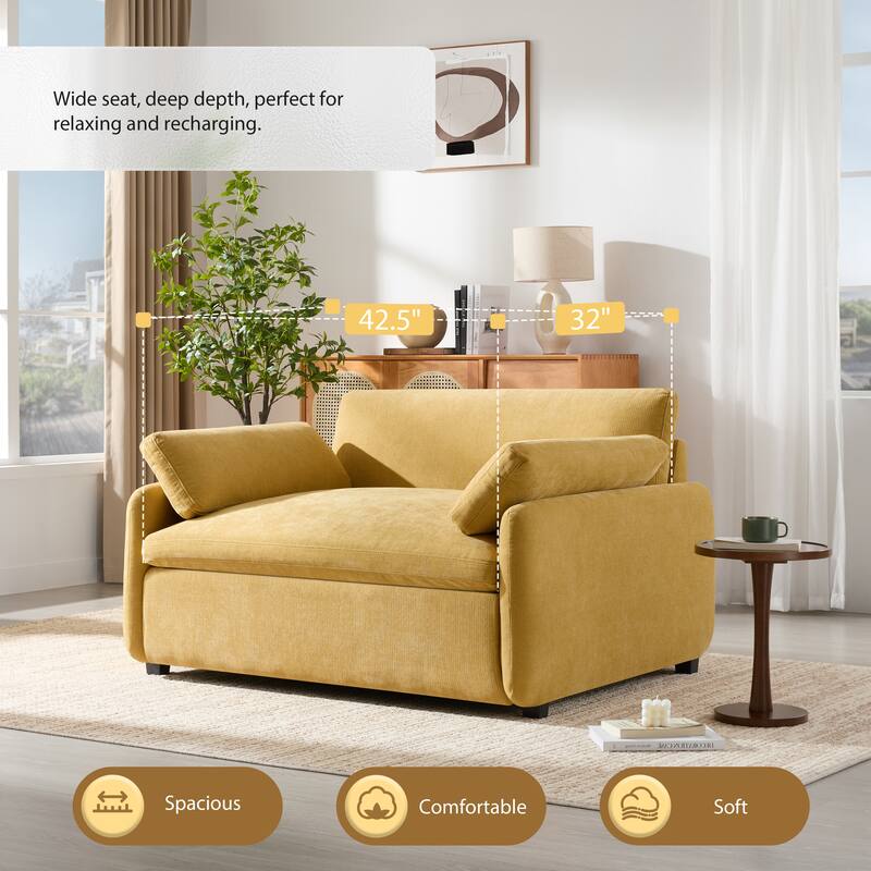 Chenille Single Sofa Chair,Wide And Deep Seat Accent Chair,Upholstered Armchair,Color Blocking Couch Lounge With Pillows