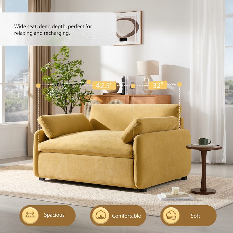 Roomfitters Chenille Oversized Accent Chair with Pillows, Comfy Upholstered Lounge Armchair for Living Room