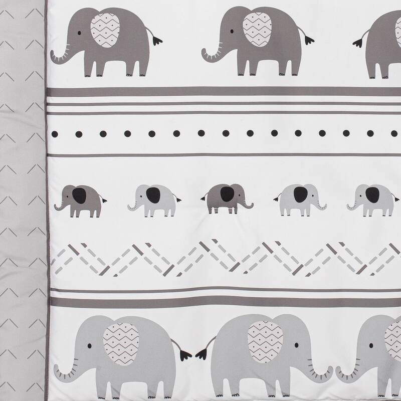 Sweet Jojo Designs Grey and White Boho Bohemian Elephant Boy Girl Gender Neutral 3p Nursery Crib Bedding Set Gray Safari Animals