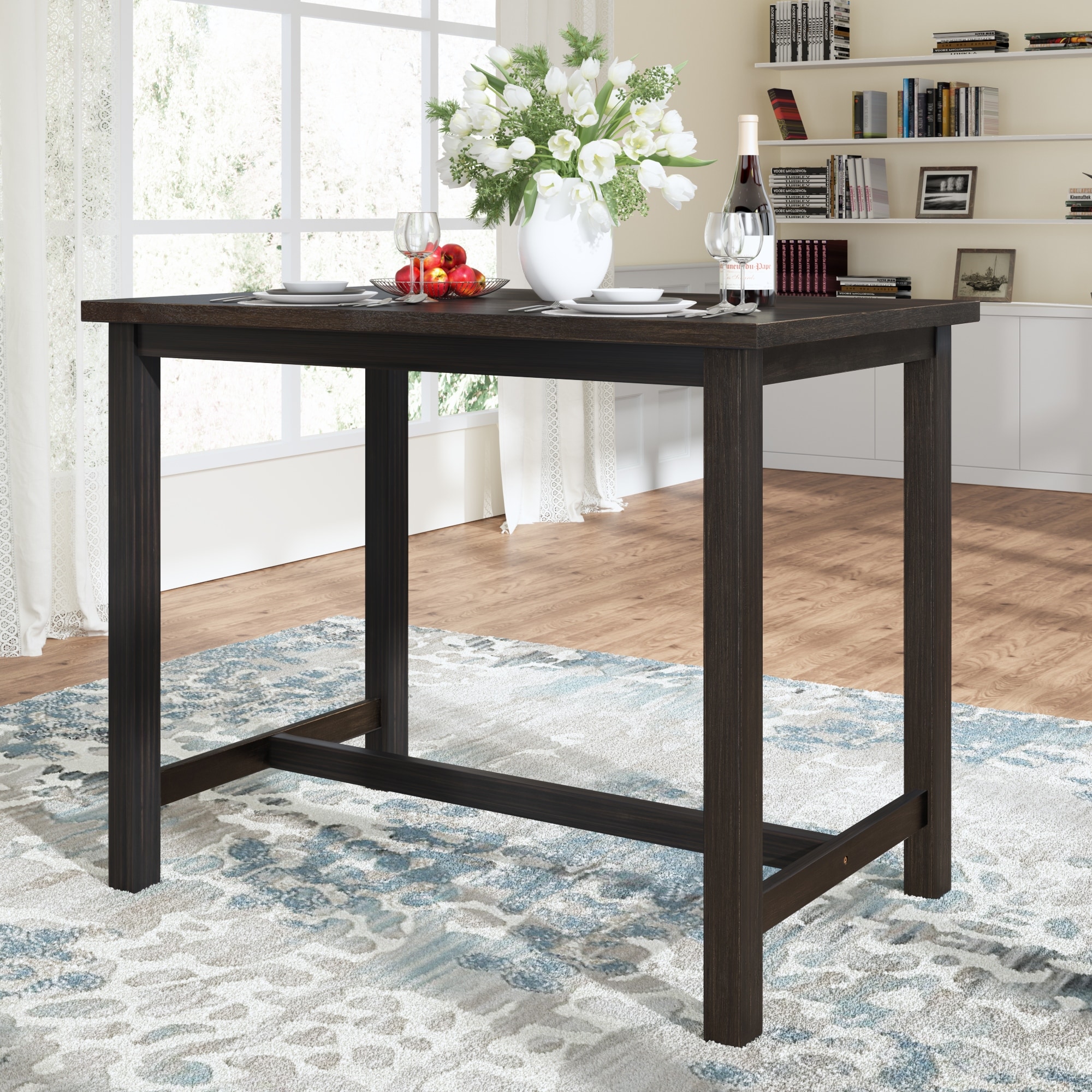 Small counter height table with storage outlet