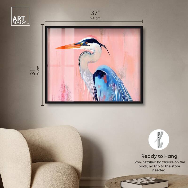 Rosy Dawn Heron Shadowbox by Art Remedy