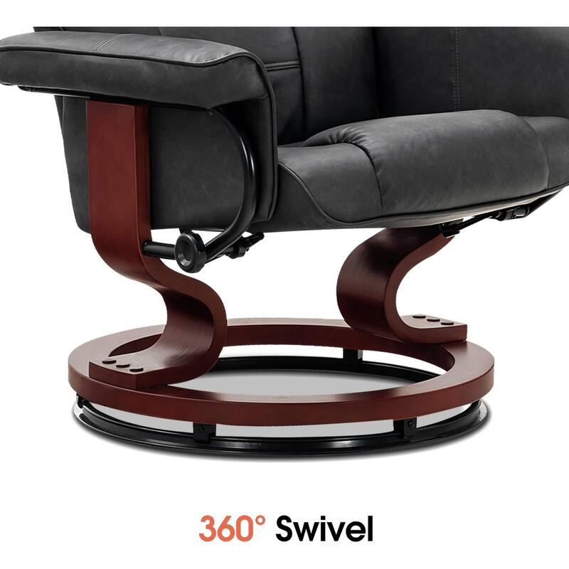 MCombo Swivel Recliner Chair with Wood Base and Ottoman