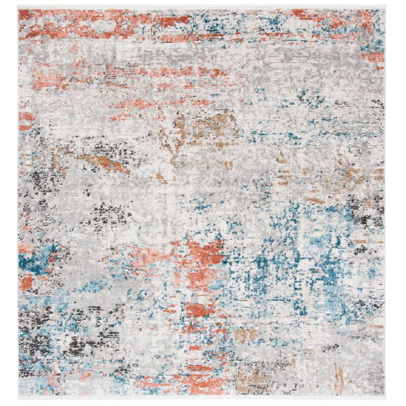 SAFAVIEH Shivan Gerly Modern Abstract Rug - 6'7" Square - Grey/Pink