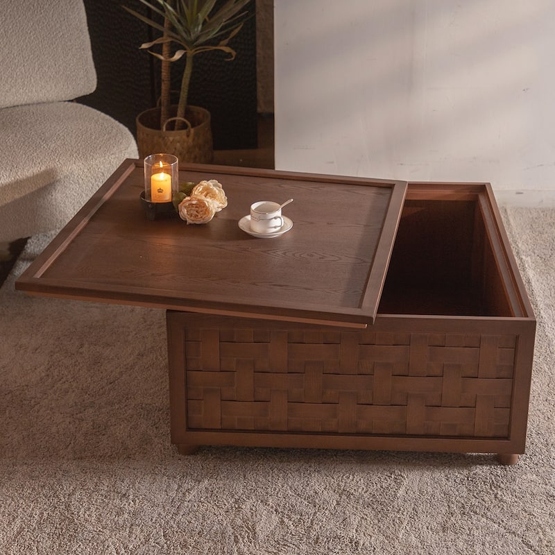 Brown Coffee Table with Storage - Brown