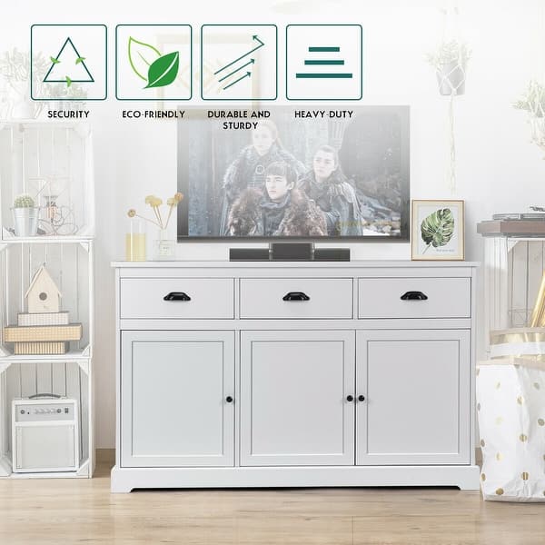 Shop Gymax 3 Drawers Sideboard Buffet Cabinet Console Table