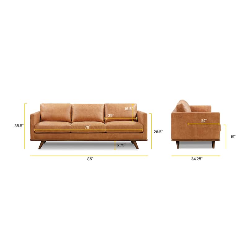 Poly & Bark Nolita 85" Sofa - Full Grain Genuine Italian Leather