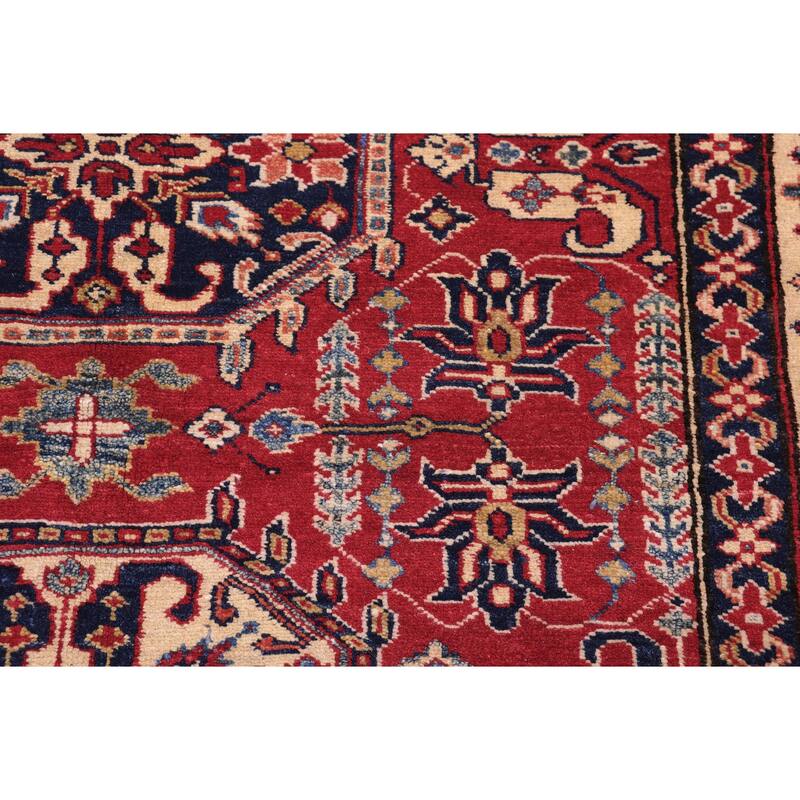 Tribal Super Kazak Nikolai Red/Tan Hand Knotted Wool Rug - 4'3'' x 5'8''