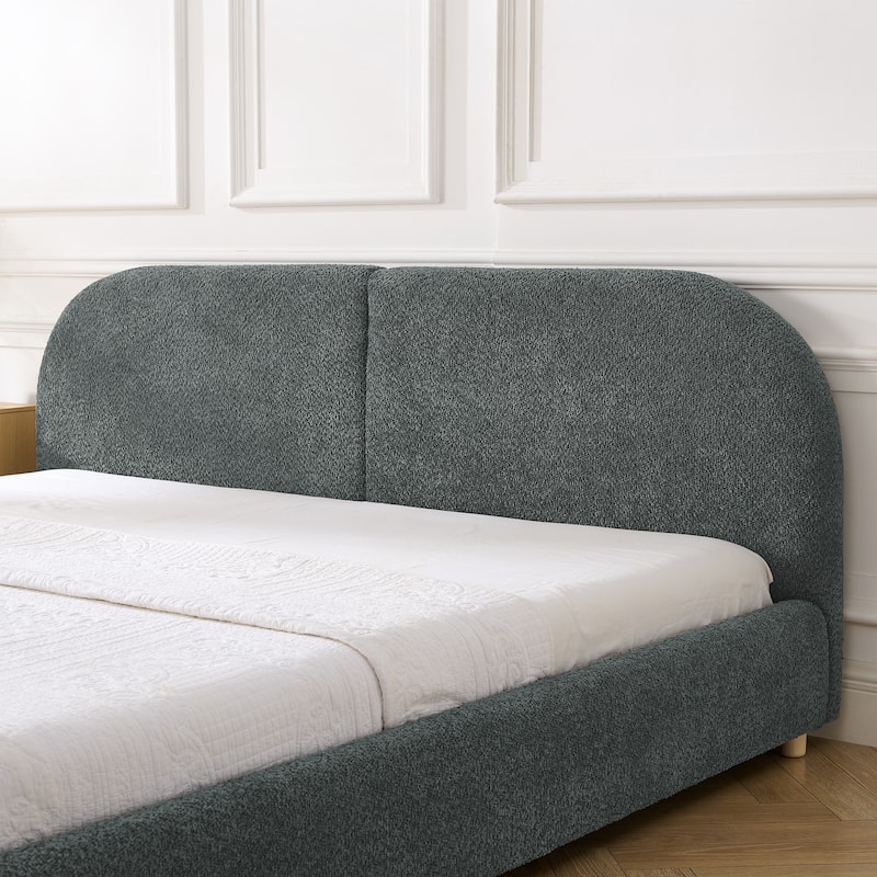 King Size Upholstered Bed Frame with Tall Headboard
