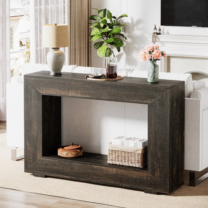 47 Inches Rustic Sofa Console Table with Storage Shelf for Entryway