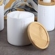 preview thumbnail 30 of 63, Sleek Cotton Pad Holder - Polyresin Bathroom Storage Container with Bamboo Lid - 4 L x 4 W x 4.6H
