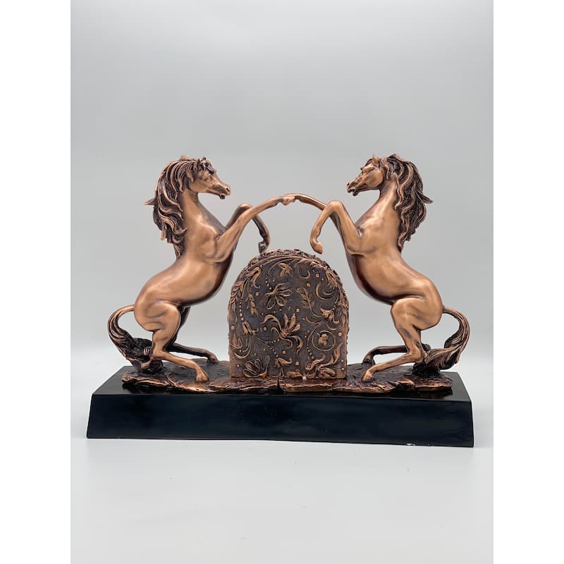 Twin Horse Clock Marble Base