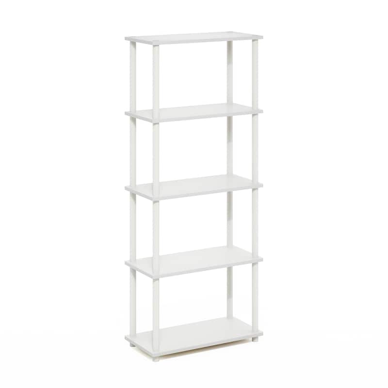5 Tiers Wood Household Shelving Unit in White (23.6 in. W x 57.4 in. H x 11.6 in. D) - 23.6