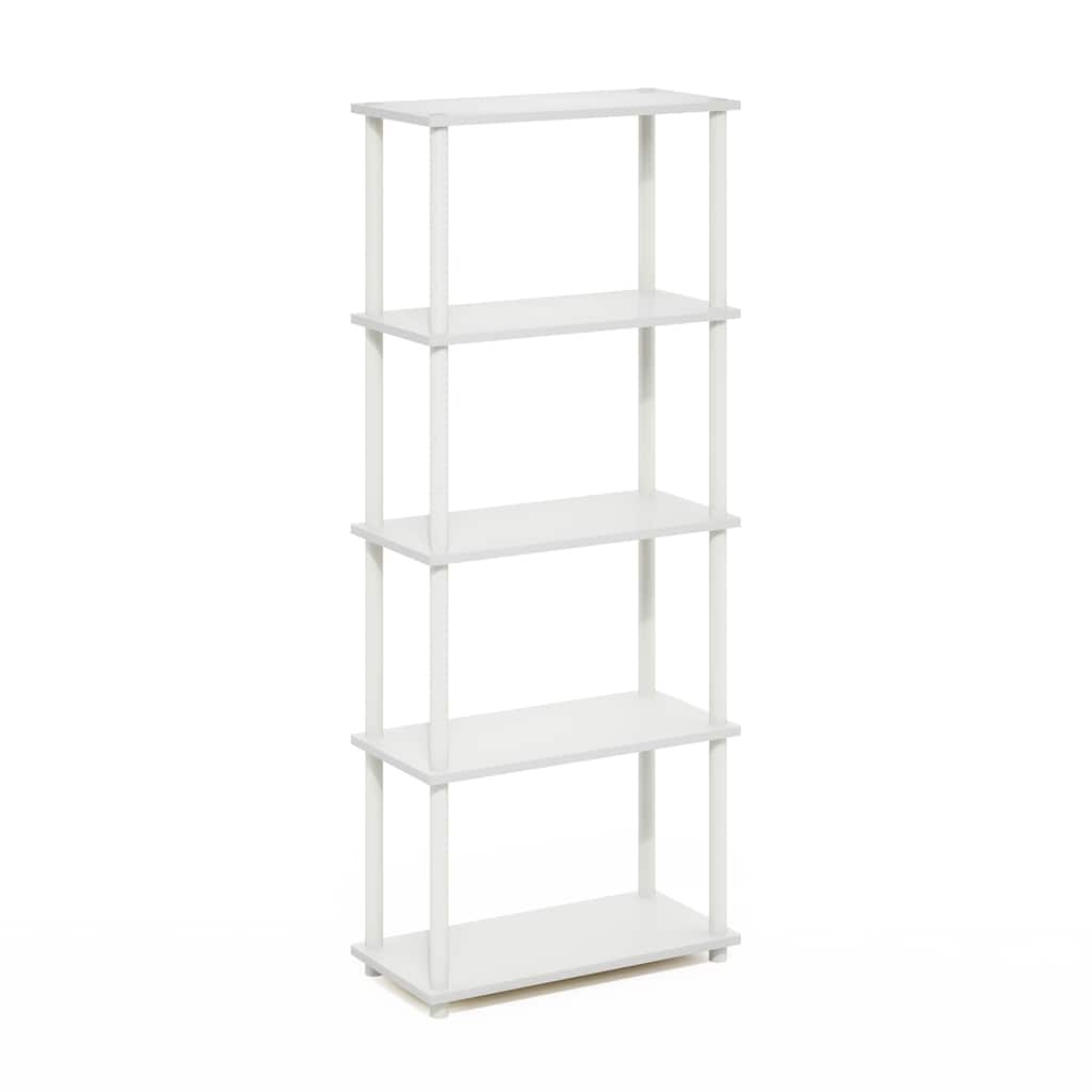 5 Tiers Wood Household Shelving Unit in White (23.6 in. W x 57.4 in. H x 11.6 in. D) - 23.6