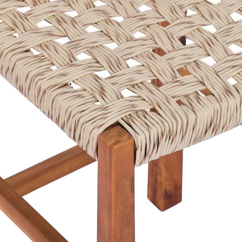 Christopher Knight Home - Modern Acacia Wood Outdoor Bar Stools with Teak Finish and Wicker Back Patio Chairs