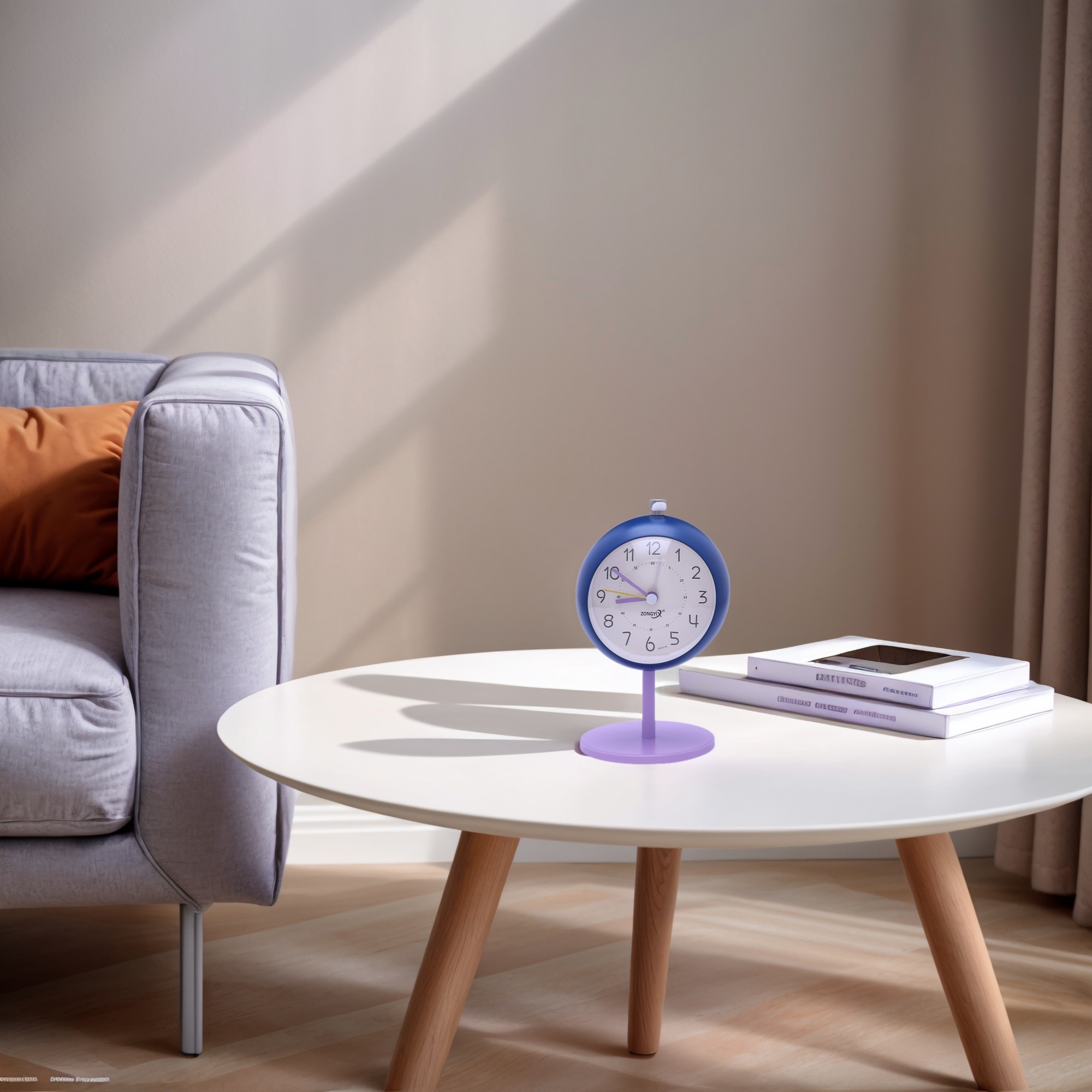 Silent Spherical Alarm Clock, Non-Tick Movement, with Stand, Night Light for Bedroom 3.7"Lx3.1"Wx5.9"H - 3.7"L x 3.1"W x 5.9"H