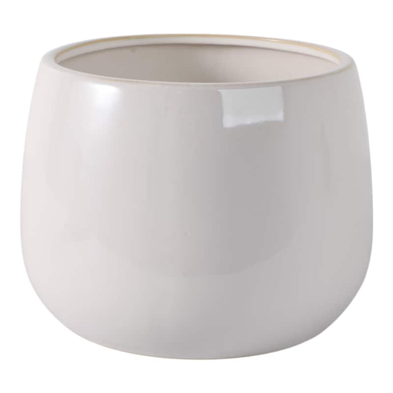 Ceramic Planter Raised Floral Detailing Glossy Decorative Display