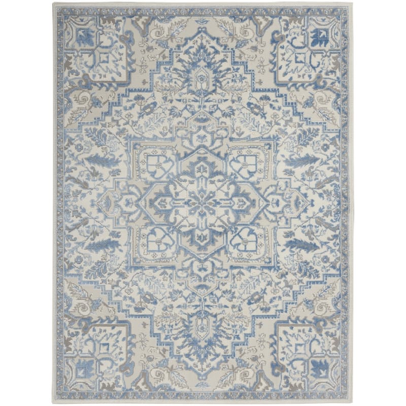Jive Power Loomed Floral Non Skid Low Pile Area Rug By HomeRoots - 87' X '63' X '0.25