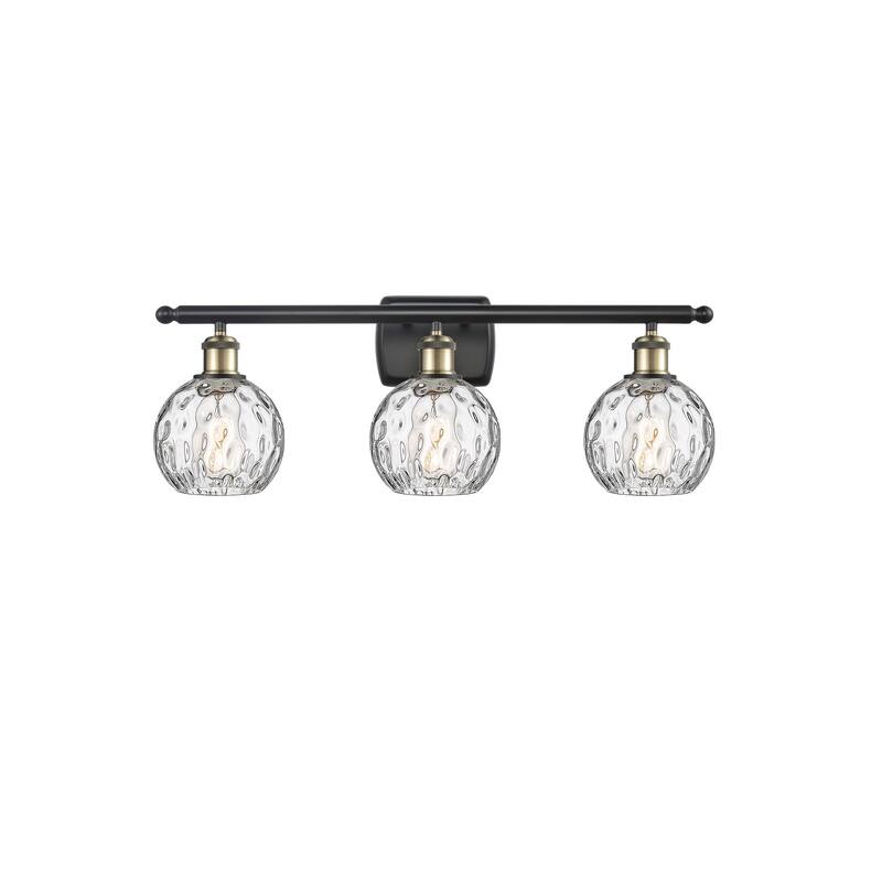 Innovations Lighting Athens Water Glass 3 Light 26" Bath Vanity Light - 6" Shade - Black Antique Brass