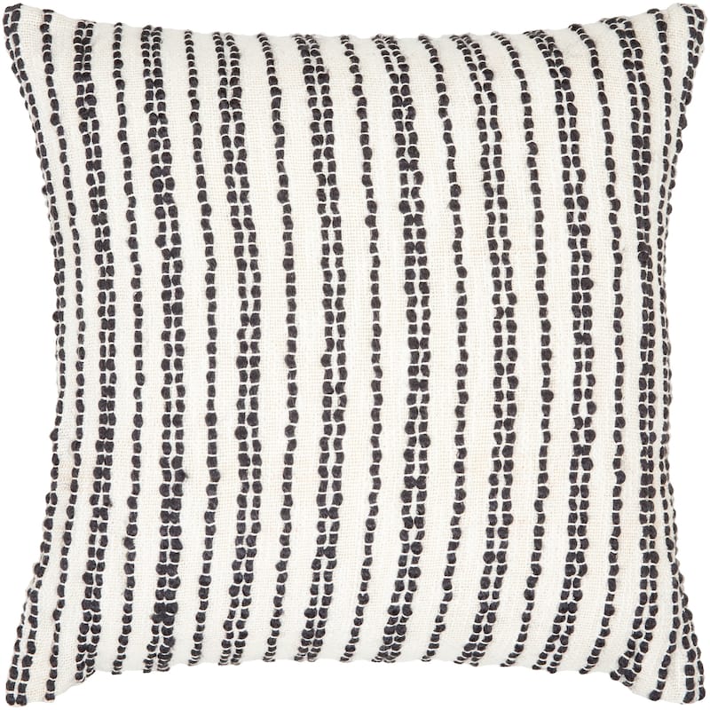 Montoya Embroidered Stripe Coastal Throw Pillow