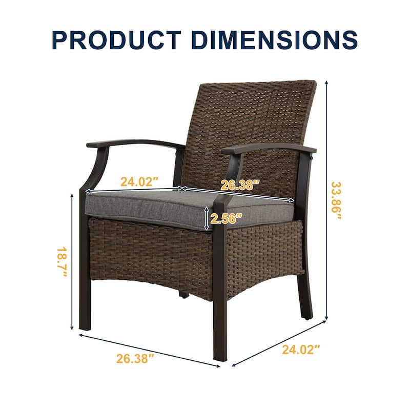 Outdoor Patio Rattan Dining Chairs (Set of 2)